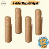 Badem10 Kapsül 4 Adet Ayak 12 cm Mobilya Yükseltici Kanepe Tv Ünitesi Koltuk Ayağı Baza Ayakları Açık Kübik Ceviz - Kahverengi