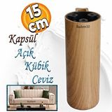 Badem10 Kapsül Ayak Mobilya Yükseltici Kanepe TV Ünitesi Koltuk Ayağı Baza Ayakları Açık Kübik Ceviz 15 cm