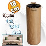 Badem10 Kapsül Ayak Mobilya Yükseltici Kanepe Tv Ünitesi Koltuk Ayağı Baza Ayakları Açık Kübik Ceviz 18 cm