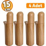 Badem10 Kapsül Bohem Mobilya Kanepe Tv Ünitesi Koltuk Ayağı Baza Ayakları Ahşap Ceviz Desenli 15 cm 4 Adet