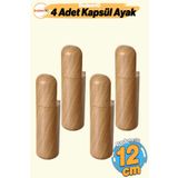 Badem10 Kapsül Bohem (PREMİUM) Mobilya Kanepe Tv Ünite Koltuk Ayağı Baza Ayakları Ahşap Desenli 12 Cm 4 Adet