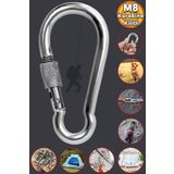 Badem10 Karabina Kilitli 8 MM Yaylı Kanca Çelik Kilit Olta Kamp Ekipmanları Halat Askı