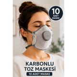 Badem10 Karbonlu Toz Maskesi 10 Adet Aktif Karbon Filtreli Nefes Alabilir Toz ve Partikül Koruyucu Maske