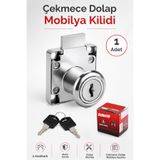 Badem10 Kare Çekmece Kilidi Dolap Mobilya Kilit 2 Anahtarlı Mandallı Dolabı Kilitle Metal