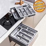 Badem10 Kaşıklık Çekmece içi Ayarlanabilir Açılabilir Bıçak Kaşık Çatal Çekmece İçi Düzenleyici Kayar Kaşıklık
