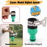 Badem10 Kendinden Kelepçeli Çeşme Musluk Bağlantı Adaptörü 1/2 Hortum Adaptörü Sök Tak Uyumlu Inç Plastik Malzeme 1 Adet