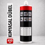 Badem10 Kimyasal Dübel 410 ml Polyester Bazlı Epoksi Ankraj Yapıştırıcı Beton Tuğla Duvar Montaj Harcı Güçlü - Siyah