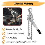 Badem10 Kollu Çift Mandallı Hubzug Çektirme 3.2 Ton Taşıma 1.5 Metre Çelik Halat Manuel Vinç 360° Dönebilme