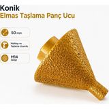 Badem10 Konik Elmas Taşlama Panç Ucu 50 mm Matkap Uyumlu Fayans Seramik Mermer Delik Düzeltme Genişletme Ucu - 1 adet