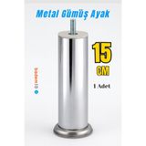 Badem10 Krom Gümüş Metal 15 cm Mobilya Ayağı Modern Koltuk Kanepe Dayanıklı Tv Ünite m8 Civatalı Ayakları