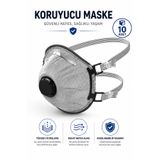 Badem10 Kubbeli Toz Maskesi 10 Adet FFP2 Gri Yüksek Filtreleme Koruyucu Solunum Maskesi