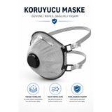 Badem10 Kubbeli Toz Maskesi FFP2 Gri Yüksek Filtreleme Koruyucu Solunum Maskesi
