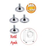 Badem10 Küçük Rotil Ayak M6 Civatalı 6 Mm Metal Beyaz Eşya Raf Reyon Mobilya Profil Ayağı 1.5 Cm (4 Adet)