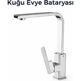 Badem10 Kuğu Evye Bataryası Mutfak Musluğu Lavabo Armatürü Sıcak Soğuk Su Uyumlu Modern Şık Tasarım - Krom
