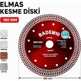Badem10 Kuru Islak Elmas Testere Kesme Diski 180X22.23 mm Granit Mermer Beton Fayans Seramik Kesici Disk - Kırmızı