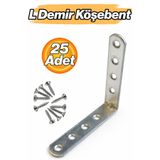 Badem10 L Demir Gönye (25 Adet) Oval Başlı 15x75x75 mm Mobilya Montaj Bağlantı Köşebenti Dayanıklı Metal