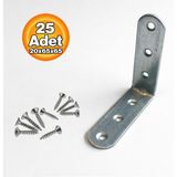 Badem10 L Demir Gönye 25 Adet Yuvarlak Başlı 20X65X65 mm Köşe Bağlantı Montaj Sabitleme Metal Aparat - Metalik Gri