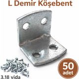 Badem10 L Demir Gönye 50 Adet 30X25X25 mm Oval Başlı Köşe Bağlantı Demiri Dayanıklı Montaj Aparatı - Metalik Gri