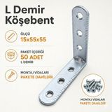 Badem10 L Demir Köşebent Oval Başlı 15X55X55 mm 50 Adet Güçlü Sabitleme Mobilya Bağlantı Aparatı - Gri