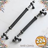 Badem10 Ladin Antik Gümüş Metal Kulp Kulpu 224 mm Mobilya Çekmece Mutfak Dolabı Dolap Kapak Kulpları Kulbu