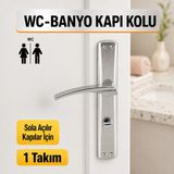 Badem10 Lavanta Wc Banyo Aynalı Kapı Kolu Nikel Inox Sola Açılır Iç Dış Wc Kapısı Kilitlenebilir (1 Takım) - 1 Adet