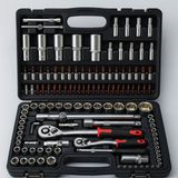 Badem10 Lokma Seti 108 Parça 1/2'' 1/4'' Cr-V Çelik 6 Köşe Lokma Anahtar Takımı Profosyonel Tamir Seti - Metalik Gri