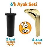 Badem10 Lotus 6'lı Set Mobilya Tv Ünitesi Çekyat Koltuk Kanepe Destek Ayağı 16 Cm Altın Ayak M8 Civatalı