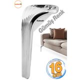 Badem10 Lotus Gümüş 16 cm Lüks Mobilya Ayağı Kanepe Sehpa Tv Ünitesi Koltuk Parlak Krom Baza Ayakları