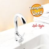 Badem10 Lüks Kuğu Batarya Duş Bulaşık Musluğu Lavabo Banyo Mutfak Bataryası Mermer Üstü Çift Su Girişli - Krom