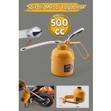 Badem10 Madeni Yağdanlık 500 ml Araba Makine Atölye Yağdanlığı Spiralli Metal Gövdeli Uçlu Yağ Pompası