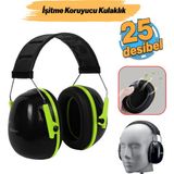 Badem10 Manşonlu Kulaklık Siyah Yeşil Gürültü Önleme 25 Db Ses Koruma Kulak Işitme Koruyucu