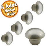 Badem10 Mantar Düğme Çekmece Dolap Kapak Krom 4 Adet Kulp