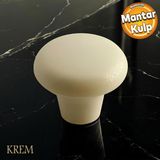 Badem10 Mantar Düğme (SERT PLASTİK) Krem Yuvarlak Mobilya Mutfak Çekmece Dolap Dolabı Kulpu Kulbu Kulpları