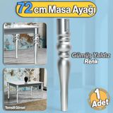 Badem10 Marina Masa Dresuar Ayağı 72 cm Plastik Ayak Gümüş Gri Mutfak Yemek Masası Mobilya Ayakları Gümüş