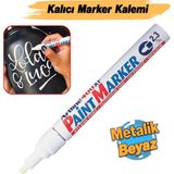 Badem10 Markalama Kalemi Markör Kalıcı Işaretleyici Marker Beyaz Kalem Metal Plastik Cam Ahşap Yüzey - 1 Adet