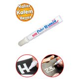 Badem10 Markalama Kalemi Markör Kalıcı İşaretleyici Marker Beyaz Kalem Metal Plastik Cam Ahşap Yüzey