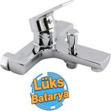 Badem10 Mars Mix Banyo Bataryası Duvar Tipli Lavabo Mutfak Duş Musluğu Batarya Sıcak Soğuk Çift Su Girişli - Krom