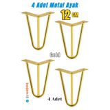 Badem10 Martı 12 cm 4'lü SET Gold Altın Metal Mobilya Ayağı Üçgen Modern Tasarım Koltuk Sehpa Masa TV Ünites