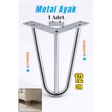 Badem10 Martı 12 cm Krom Gümüş Metal Mobilya Ayağı Üçgen Modern Tasarım Koltuk Sehpa Masa Tv Ünitesi Uyumlu