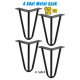 Badem10 Martı 12 cm Siyah Metal 4'lü SET Mobilya Ayağı Üçgen Modern Tasarım Koltuk Sehpa Masa TV Ünitesi