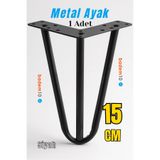 Badem10 Martı 15 cm Siyah Metal Mobilya Ayağı Üçgen Modern Tasarım Koltuk Sehpa Masa Tv Ünitesi Uyumlu
