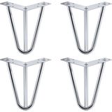 Badem10 Martı 4 ADET 12 cm Krom Gümüş Metal Mobilya Ayağı Üçgen Modern Tasarım Koltuk Sehpa Masa TV Ünitesi