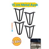 Badem10 Martı 4 Adet Set Paket 15 cm Siyah Metal Mobilya Ayağı Üçgen Modern Koltuk Sehpa Masa Tv Ünitesi