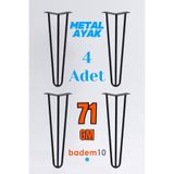 Badem10 Martı Siyah Metal Masa Dresuar Sehpa Ayağı 71 cm 4’lü Set Dayanıklı Mobilya Destek Ayağı Yükseltici