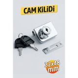 Badem10 Master Çekmece Cam Kilidi ÇİFTLİ Kare ( KROM ) Çift Anahtarlı Camlı Kapaklar İçin Kilit