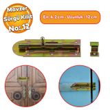Badem10 Mavzer Sürgü No:12 Kilit 42x120 mm Ahşap Pvc Demir Kapı Pencere Sürgüsü Emniyet Kilidi Sürgülü