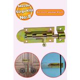 Badem10 Mavzer Sürgülü 35x95 Mm No:8 Kilit Kadmiyum Kapı Pencere Emniyet Mandalı Kilidi Sürgüsü