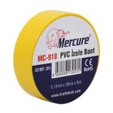 Badem10 Mercure Elektrikçi Bandı Sarı İzole Elektirik Bant Bandı Pvc 9 Metre