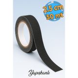Badem10 Merdiven Zemin Kaydırmaz Bant (2.5 CM X 50 METRE) Yapışkanlı Yer Zemin Kaymaz Bandı Siyah