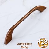 Badem10 Meriç 128 mm - 12.8 cm Eskitme Antik Bakır Metal Mobilya Mutfak Dolabı Kulbu